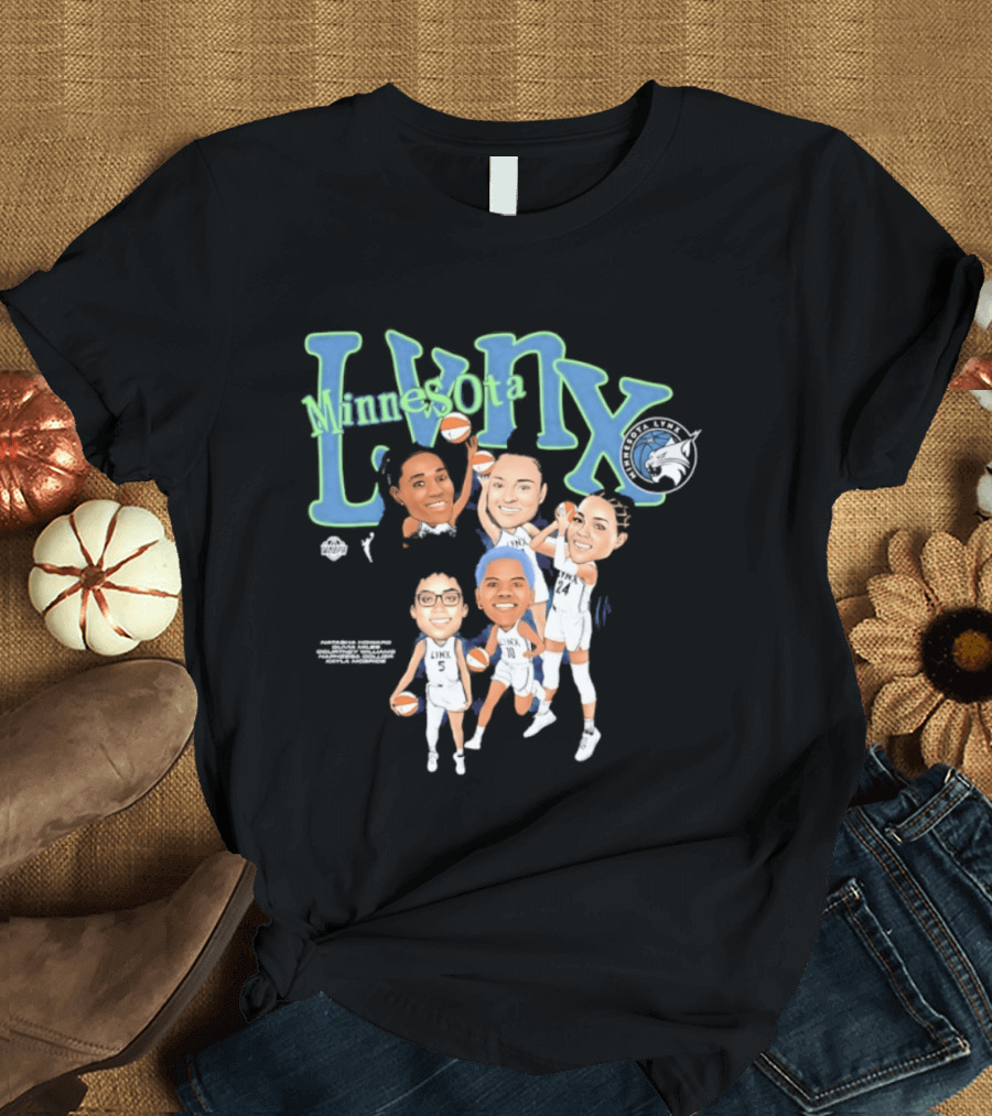 Minnesota Lynx WNBA Player Roster Caricature T-Shirt