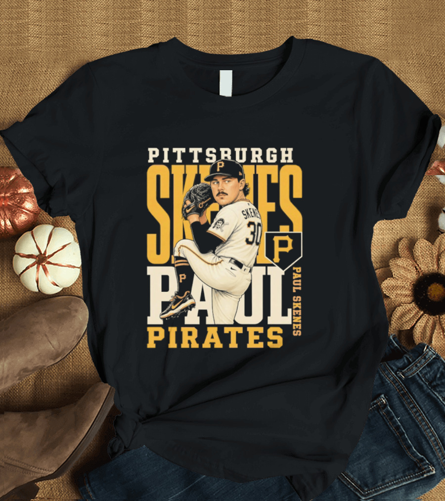 Pittsburgh Pirates Paul Skenes 34 Baseball Player Caricature 2026 Season T-Shirt