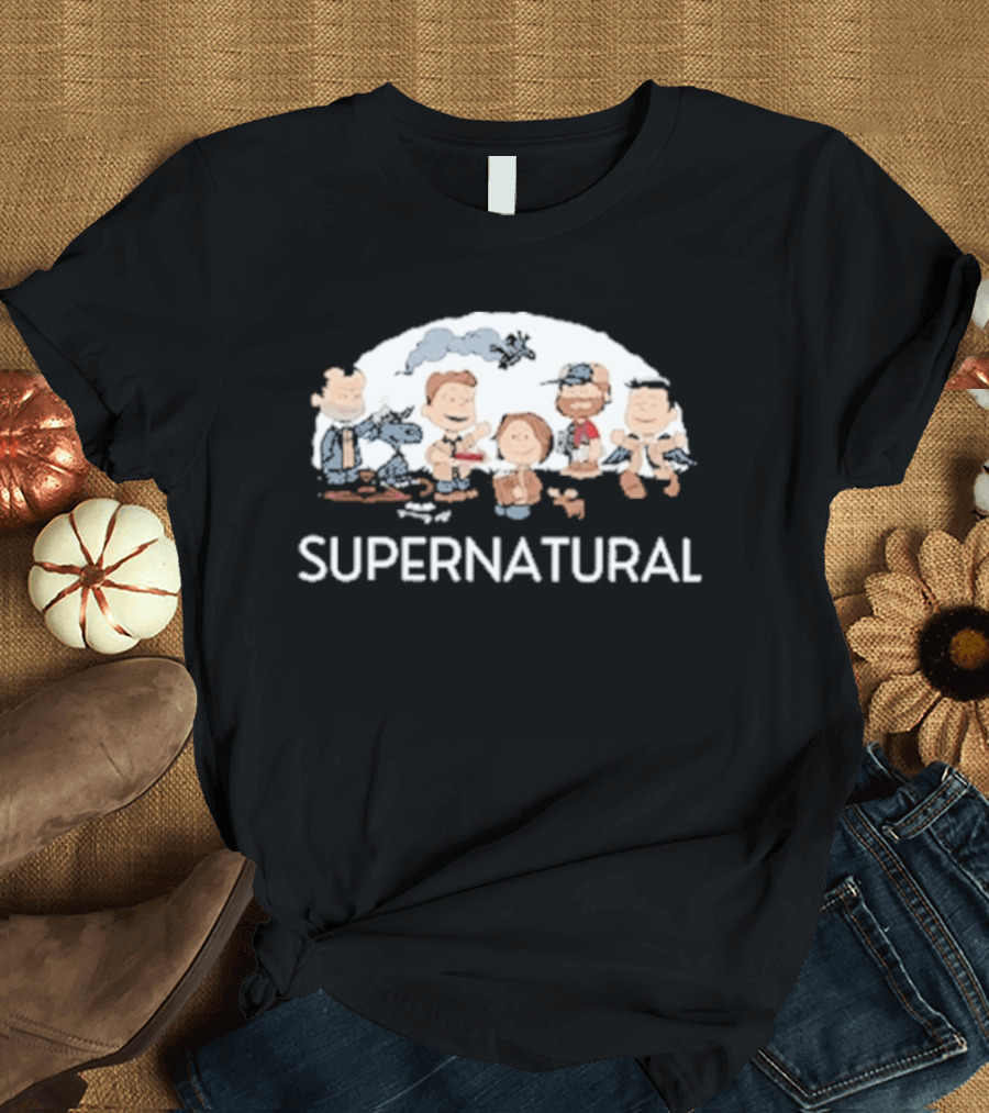 Supernatural Peanuts Cartoon Crossover Characters Collection T-Shirt