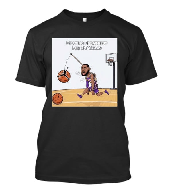 Chasing Greatness For 24 Years Basketball Cartoon With Hoop And Ball T-Shirt