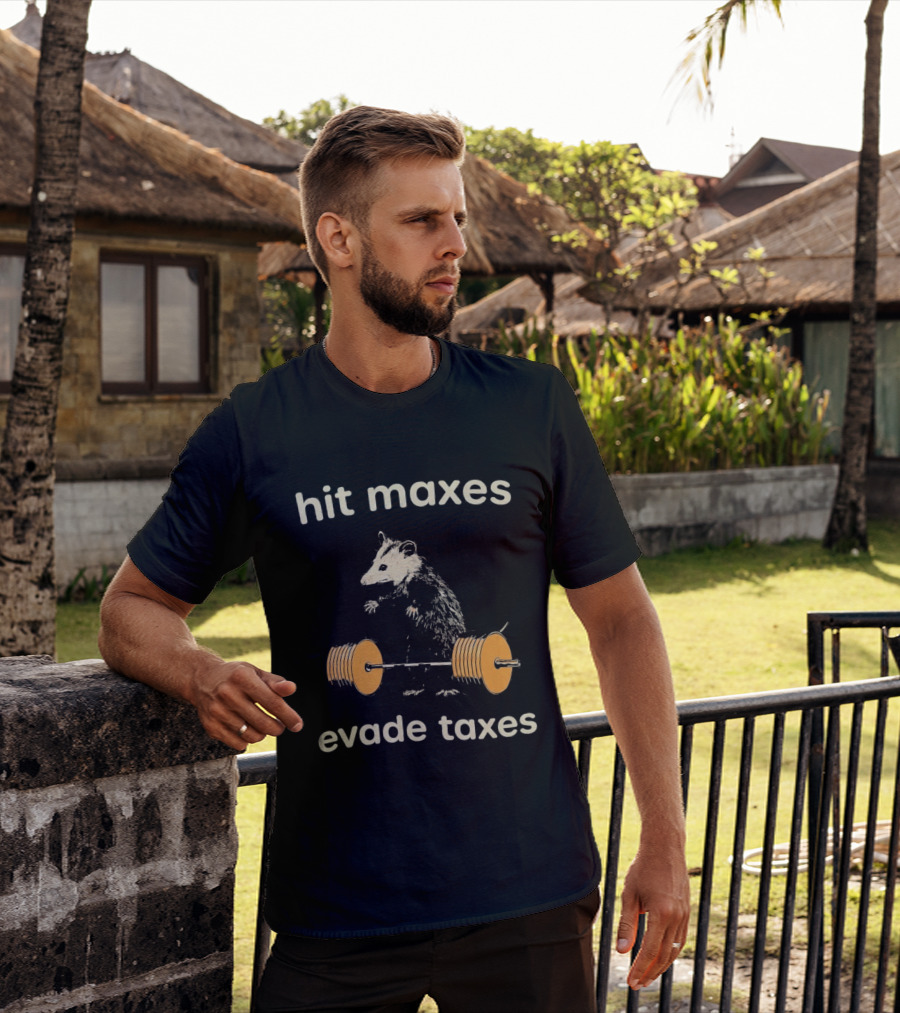 Hit Maxes Evade Taxes Mouse Bench Press T-Shirt