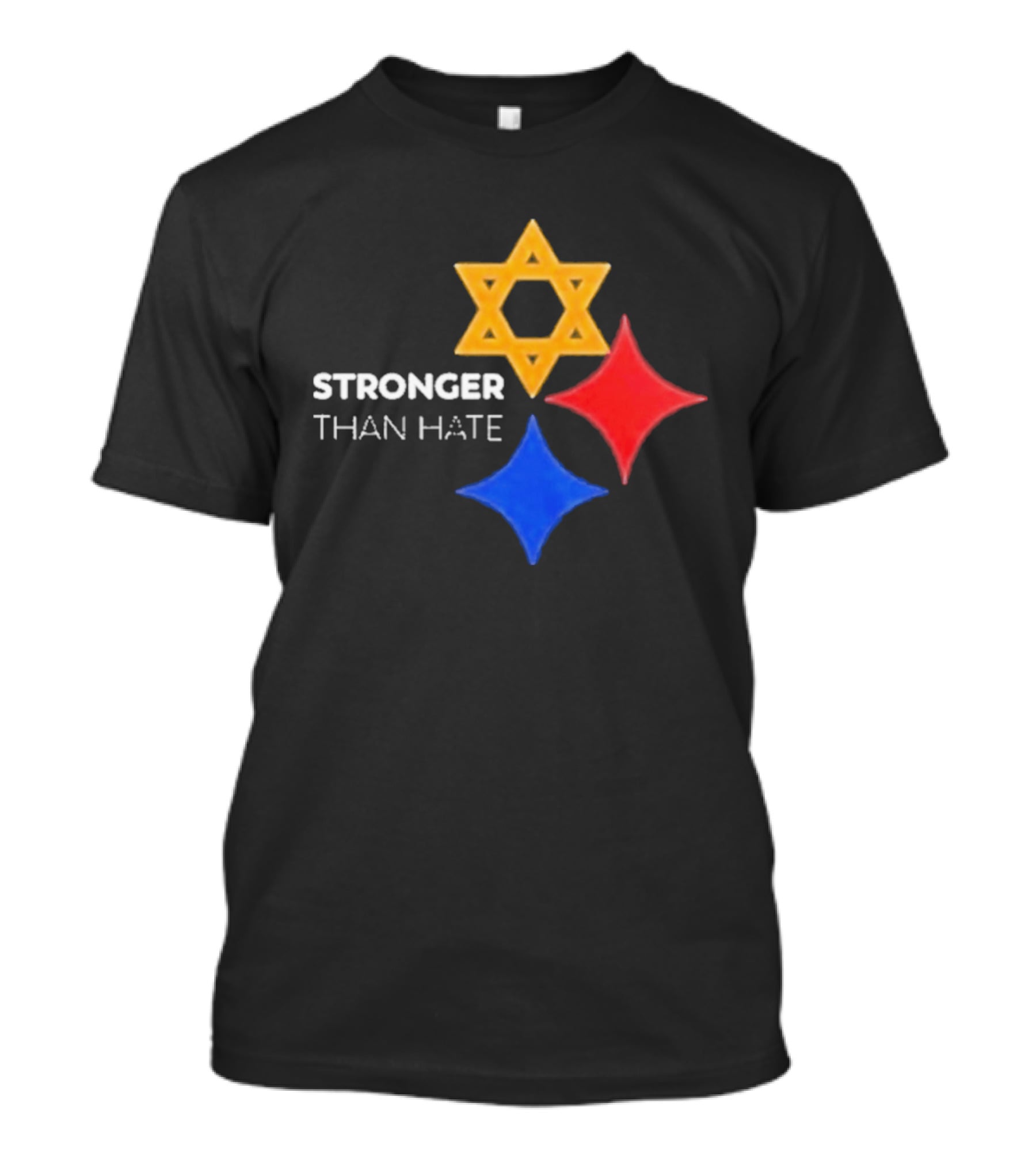 Pittsburgh Steelers Stronger Than Hate Star Of David Yellow Red Blue T-Shirt