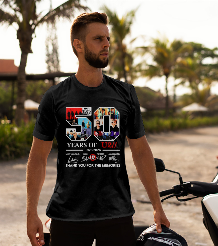 50 Years Of U2 1976 2026 Larry Mullen Jr Bono The Edge Adam Clayton Thank You For The Memories T-Shirt