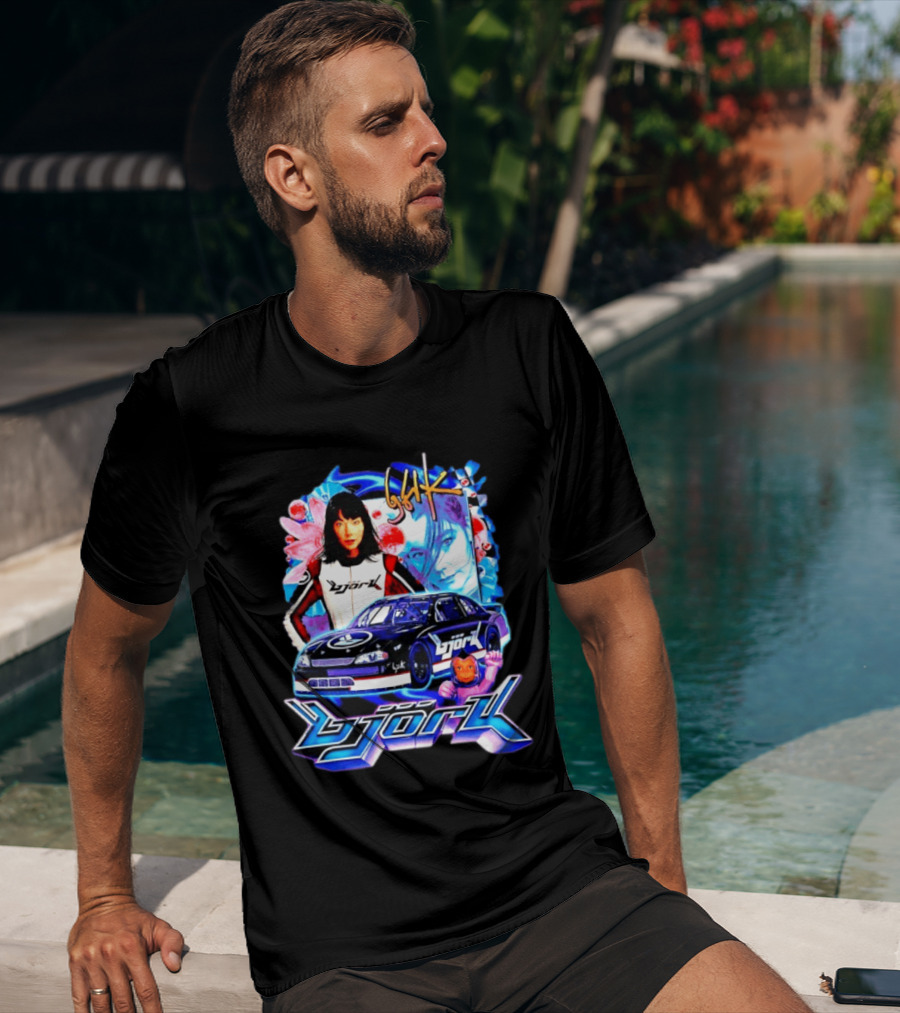 Vintage Bjork Racing Car Graphic Icelandic Music T-Shirt