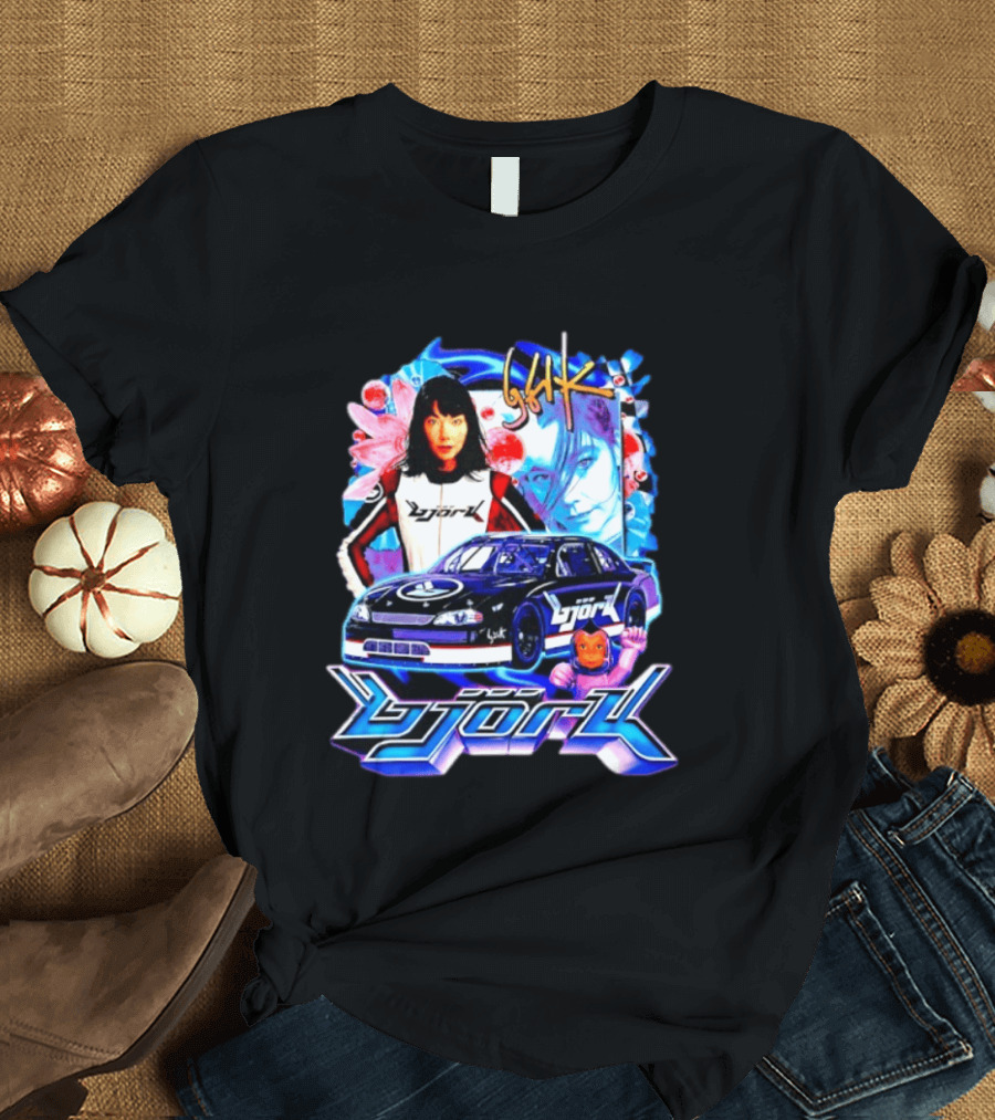 Vintage Bjork Racing Car Graphic Icelandic Music T-Shirt