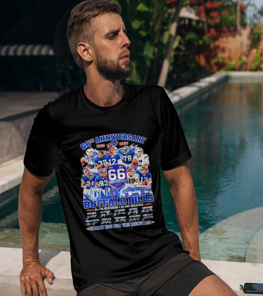 66th Anniversary Buffalo Bills 1960 2026 AFL Champions Thank You For The Memories T-Shirt