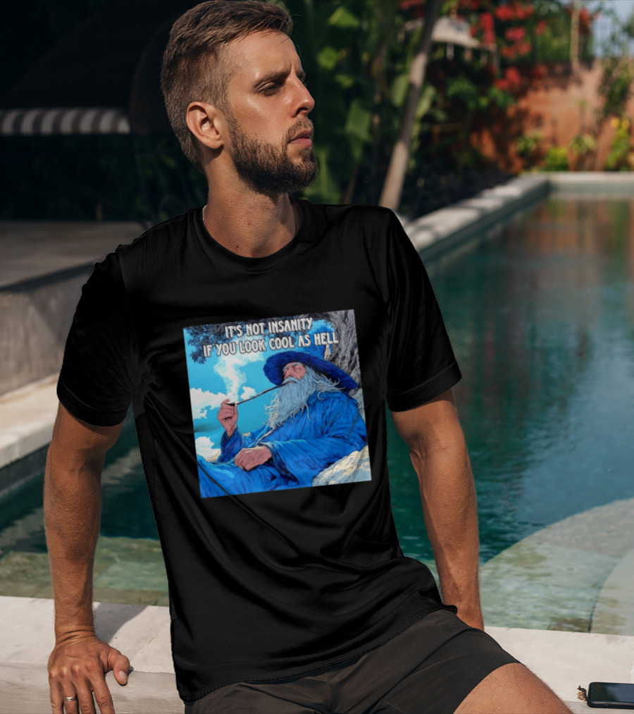 It's Not Insanity If You Look Cool As Hell Wizard Smoking Pipe T-Shirt