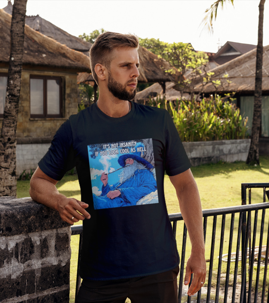 It's Not Insanity If You Look Cool As Hell Wizard Smoking Pipe T-Shirt