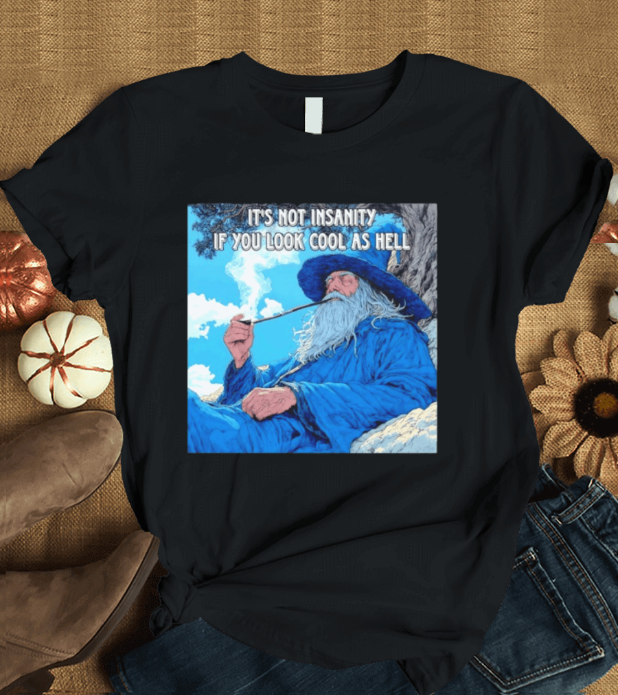 It's Not Insanity If You Look Cool As Hell Wizard Smoking Pipe T-Shirt