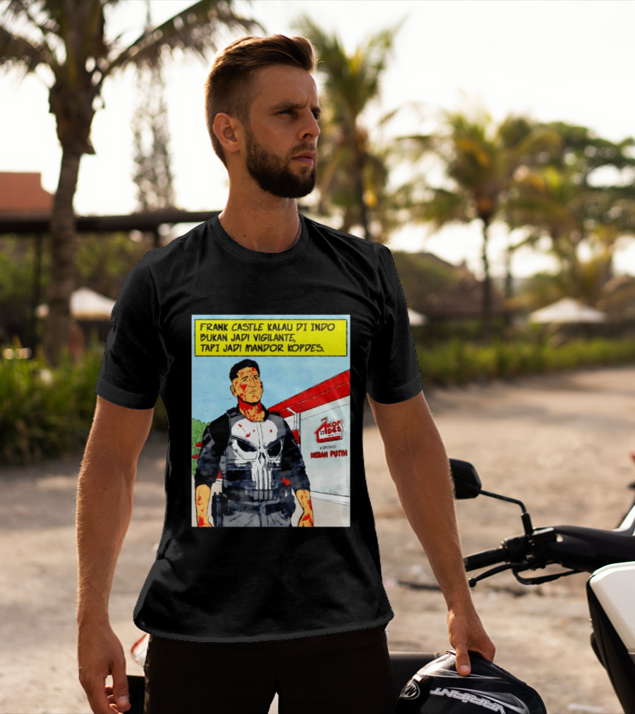 Frank Castle Kalau Di Indo Bukan Jadi Vigilante Tapi Jadi Mandor Kopdes Koperasi Merah Putih Marvel Comics T-Shirt