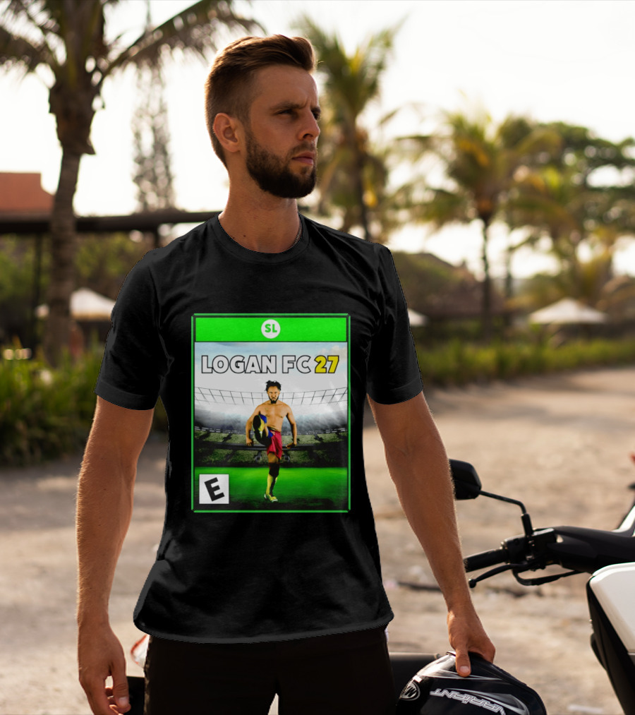 LOGAN FC 27 Soccer Game Box Art With Player In Stadium T-Shirt
