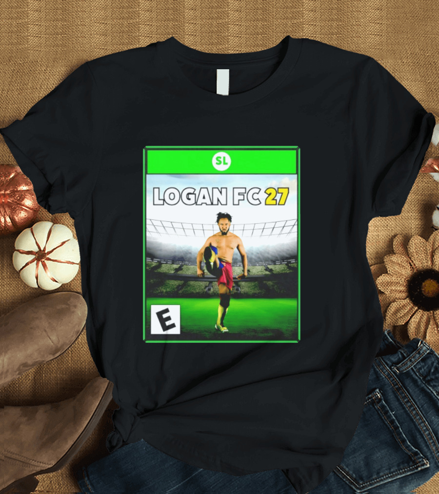 LOGAN FC 27 Soccer Game Box Art With Player In Stadium T-Shirt
