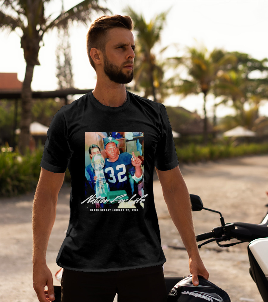 Marcus Allen Nation For Life Black Sunday January 22 1984 T-Shirt