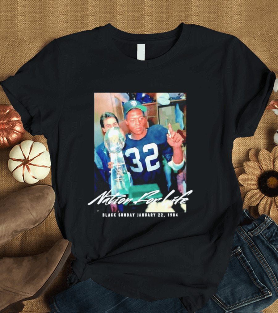 Marcus Allen Nation For Life Black Sunday January 22 1984 T-Shirt