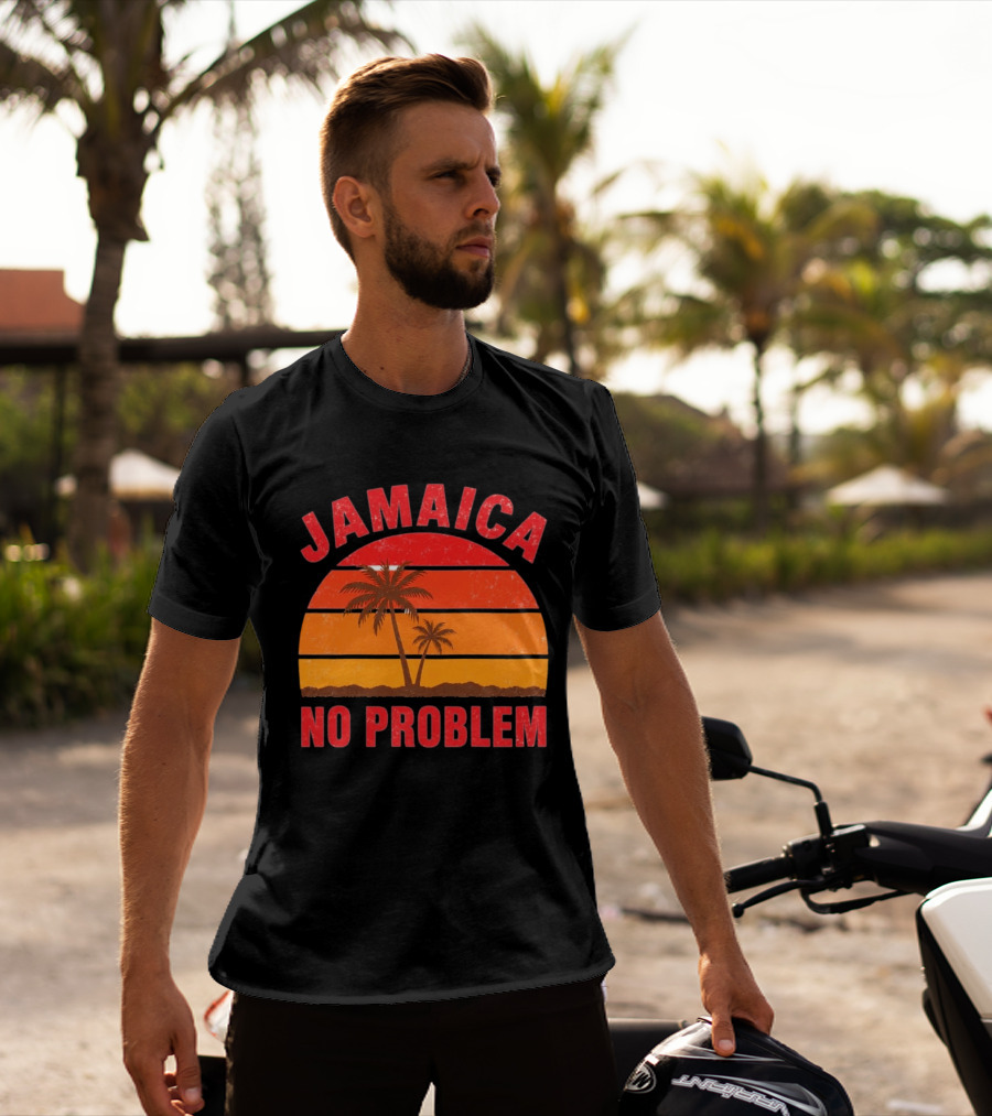 Jamaica No Problem Sunset Palm Trees Vintage Island Vibes T-Shirt