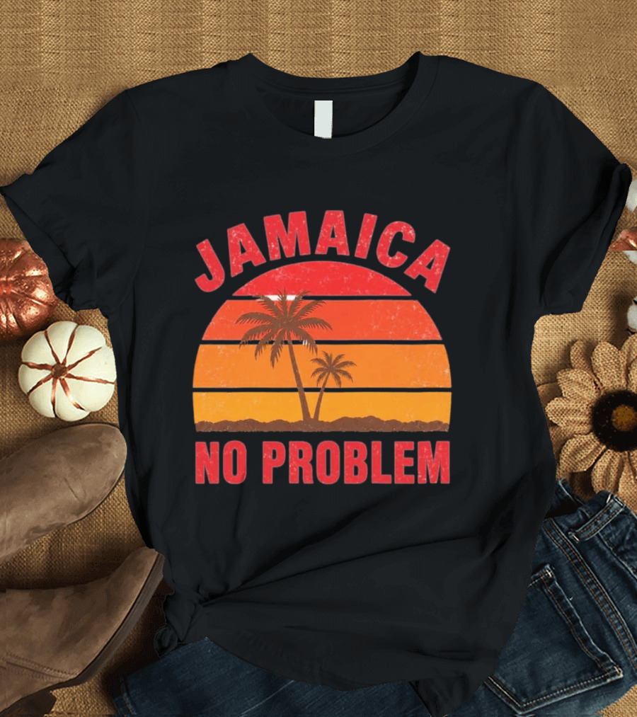 Jamaica No Problem Sunset Palm Trees Vintage Island Vibes T-Shirt