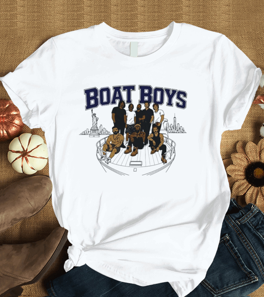 Boat Boys New York City Skyline Statue Of Liberty Group Giants T-Shirt