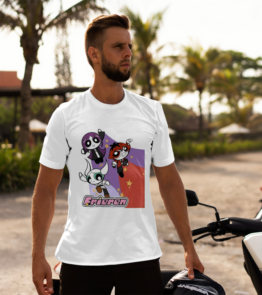Frieren Characters In Powerpuff Girls Style With Stars T-Shirt