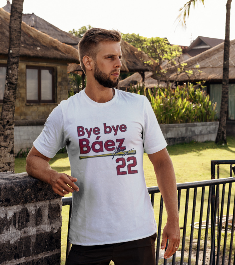 Bye Bye Báez St. Louis Cardinals MLB 2026 Number 22 Baseball Bat Signature T-Shirt