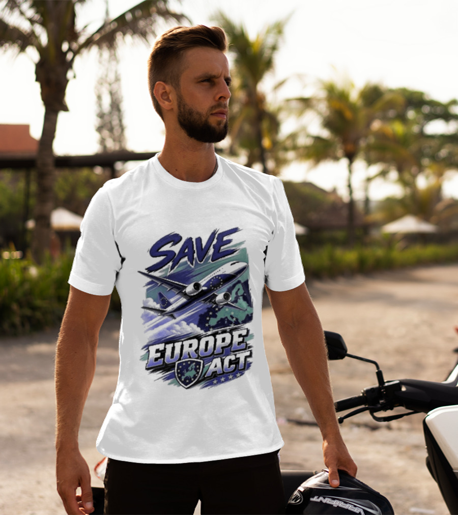 Save Europe Act 2026 Airplane Map Stars T-Shirt