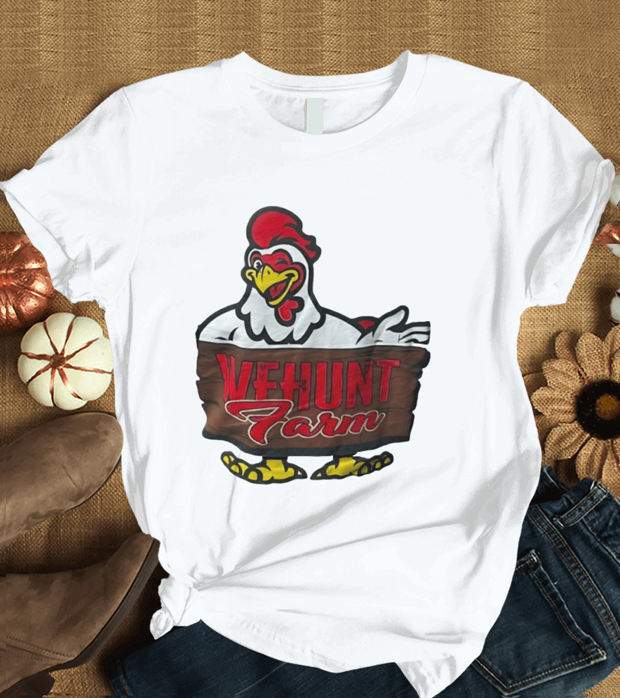 Wehunt Farm Chicken Winking Rooster With Red And Yellow Accents T-Shirt