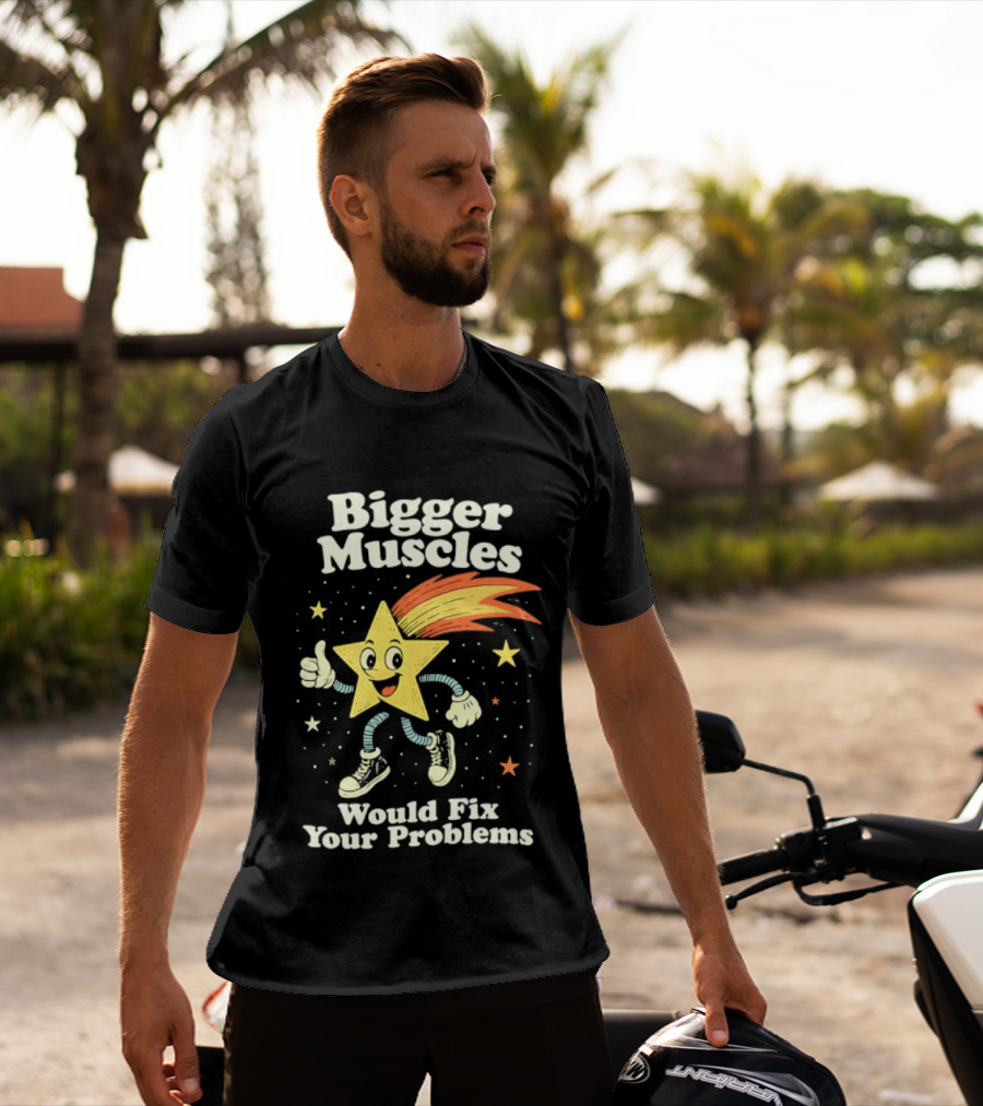 Bigger Muscles Star Cartoon Thumbs Up Encouragement T-Shirt