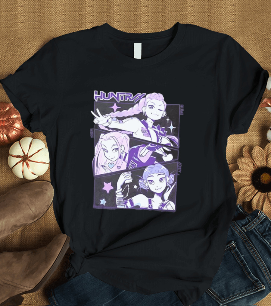 Huntrix Rumi Mira Zoey K POP World Tour Demon Hunters 2 Sided T-Shirt