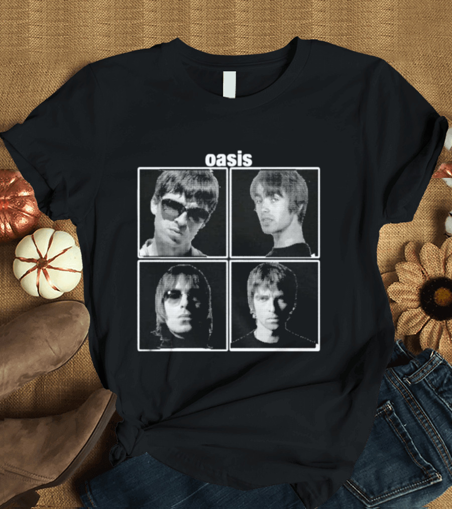 Oasis Band Members Britpop Liam Gallagher Iconic 90s Music Photos T-Shirt