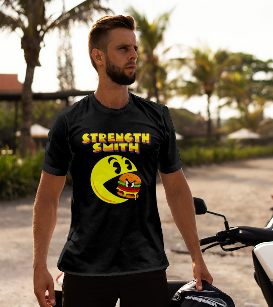 Strength Smith Pac Man Vs Burger Gaming Showdown T-Shirt