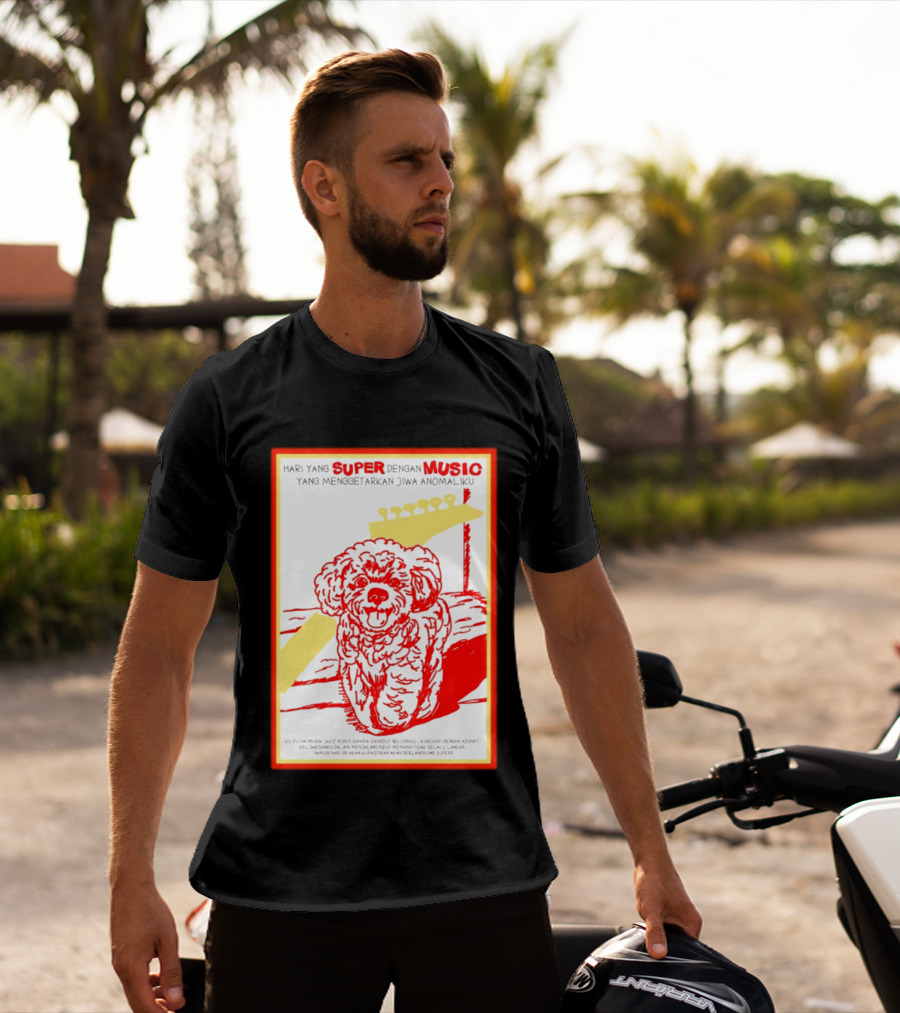 Hari Yang Super Dengan Music Yang Menggetarkan Jiwa Anomaliku Gitar Anjing Menggemaskan T-Shirt