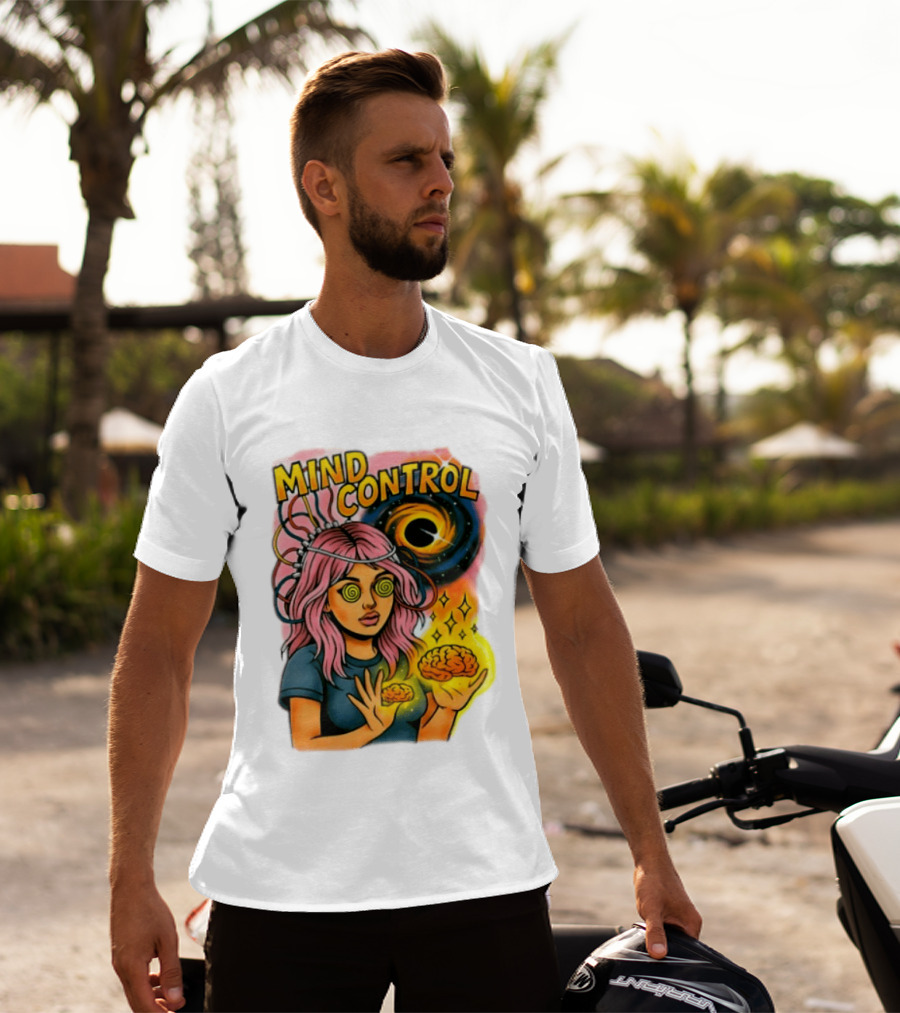 Mind Control Teen Hearts Psychedelic Black Hole Spiral Eyes Brain Magic T-Shirt