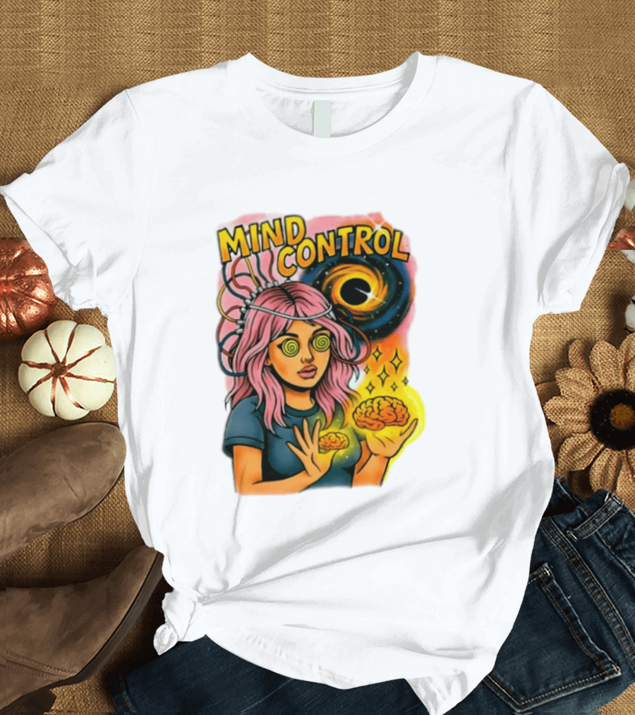 Mind Control Teen Hearts Psychedelic Black Hole Spiral Eyes Brain Magic T-Shirt
