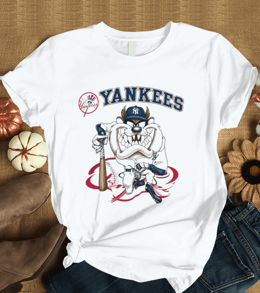 NY Yankees Tasmanian Devil Looney Tunes Baseball MLB T-Shirt