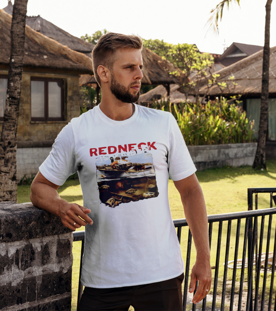 Redneck Fishfinder Fishing Boat Scene With Underwater View T-Shirt