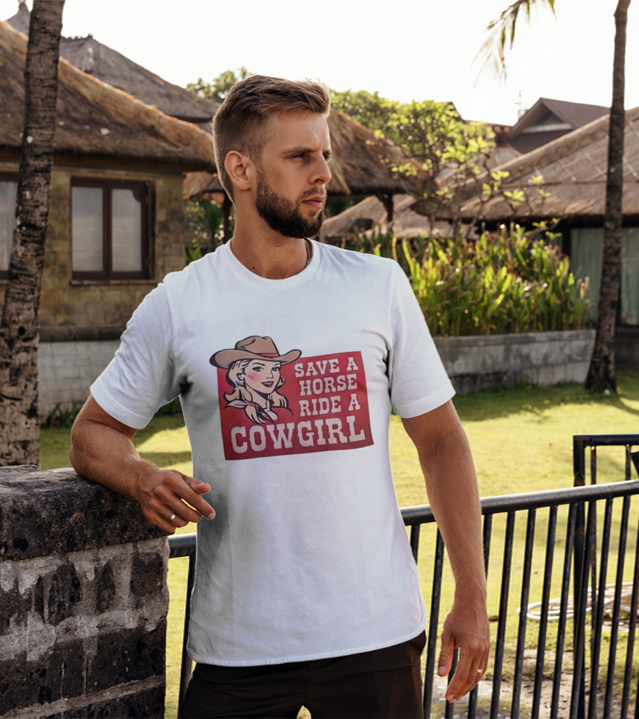 Save A Horse Ride A Cowgirl Western Country Music Vintage Style Cowgirl T-Shirt
