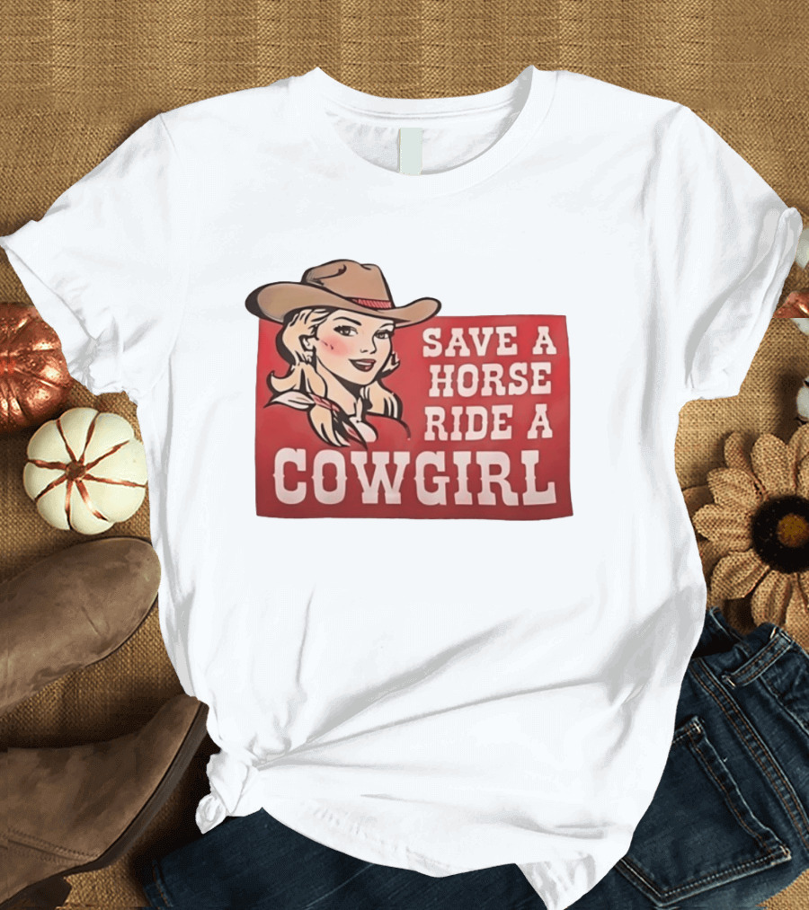 Save A Horse Ride A Cowgirl Western Country Music Vintage Style Cowgirl T-Shirt