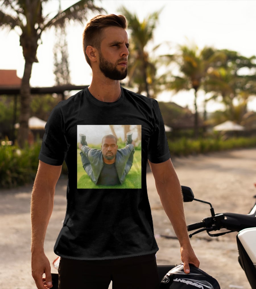 Kanye West Ye Meme Photo Iconic Pose Lying On Grass T-Shirt