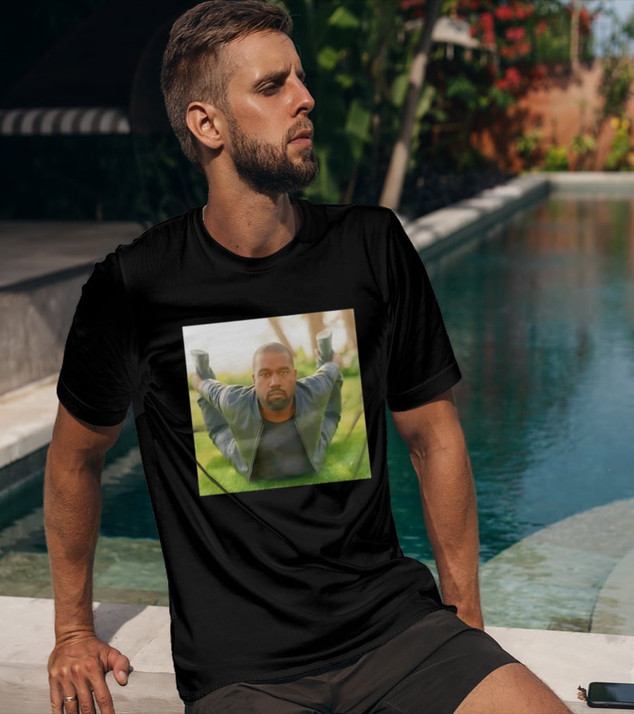 Kanye West Ye Meme Photo Iconic Pose Lying On Grass T-Shirt