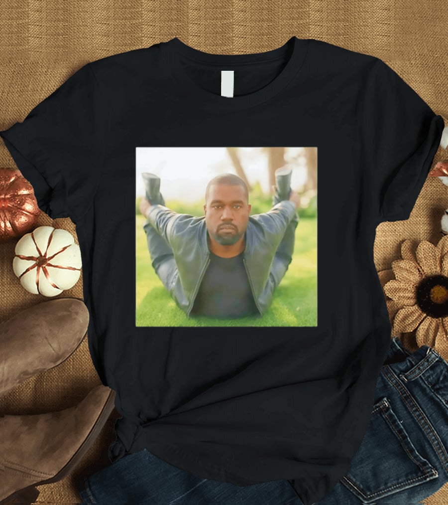 Kanye West Ye Meme Photo Iconic Pose Lying On Grass T-Shirt