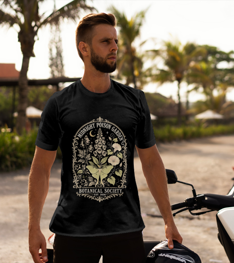 Midnight Poison Garden Botanical Society Est 2026 Moth Moonflower T-Shirt
