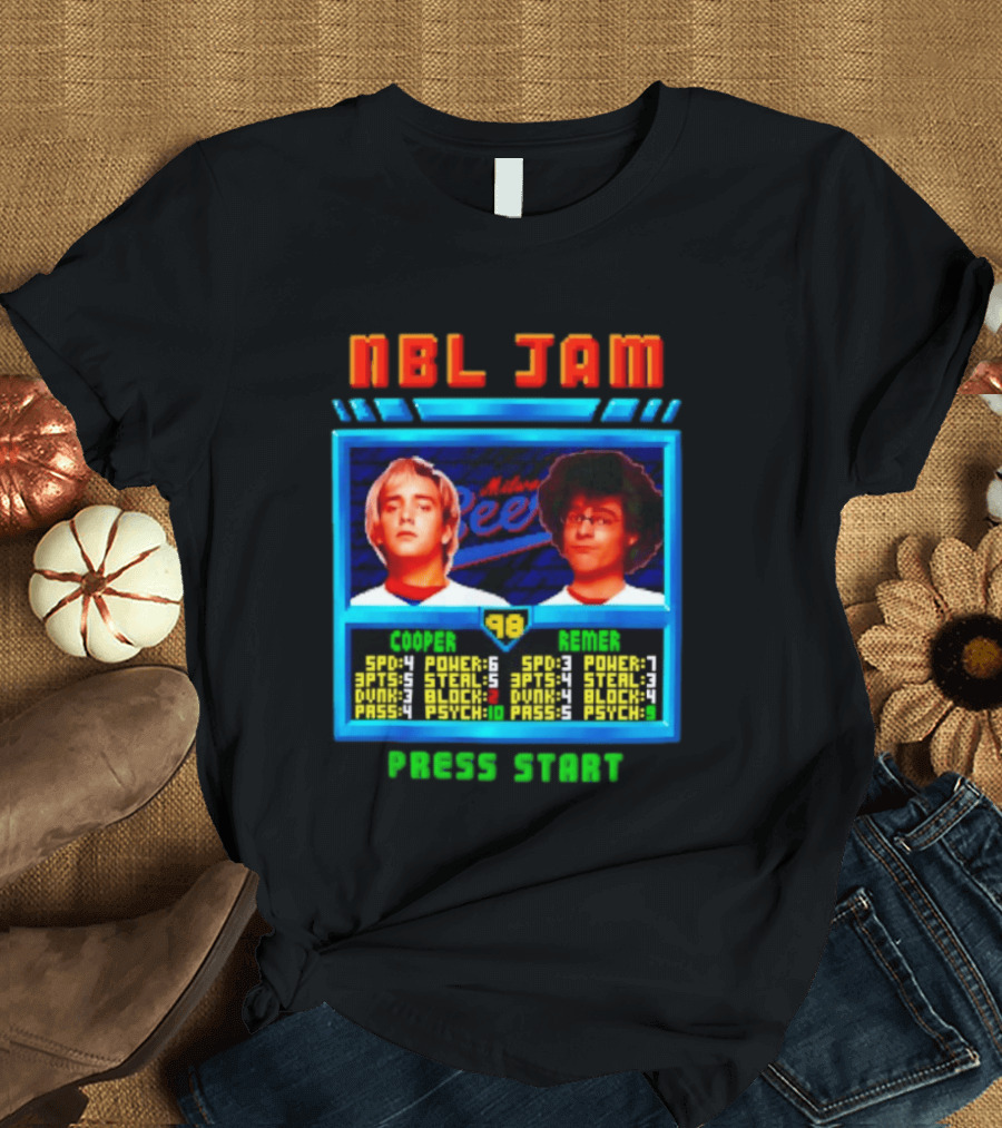 NBL Jam Cooper Remer Milwaukee Beers PASS START Players Stats T-Shirt