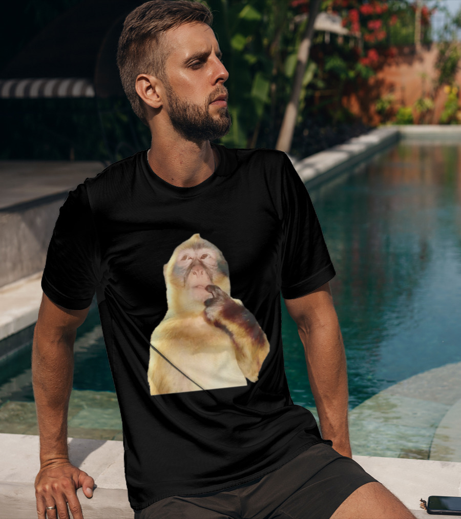 Pondering Monkey Curious Expression Contemplation T-Shirt