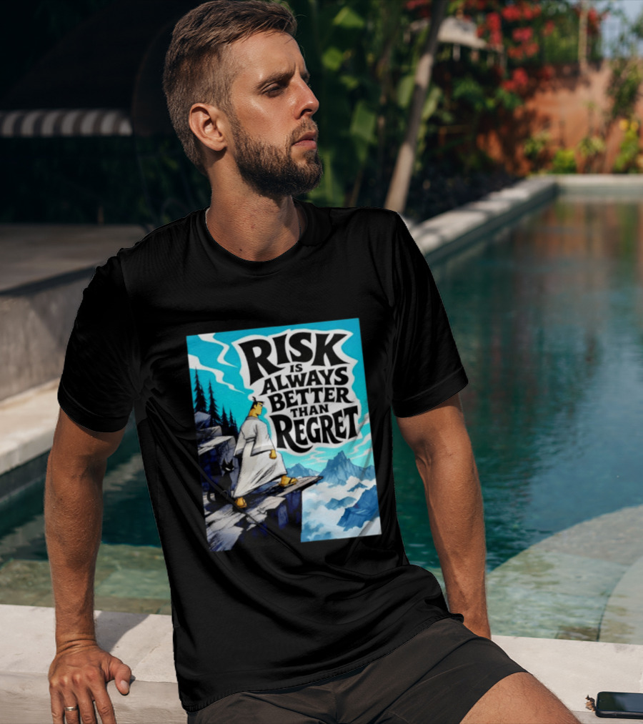 Samurai Jack Risk Is Always Better Than Regret Mountain Scene T-Shirt