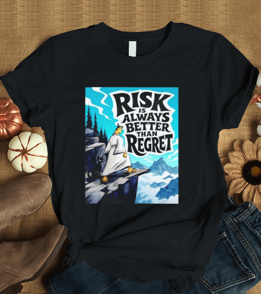 Samurai Jack Risk Is Always Better Than Regret Mountain Scene T-Shirt