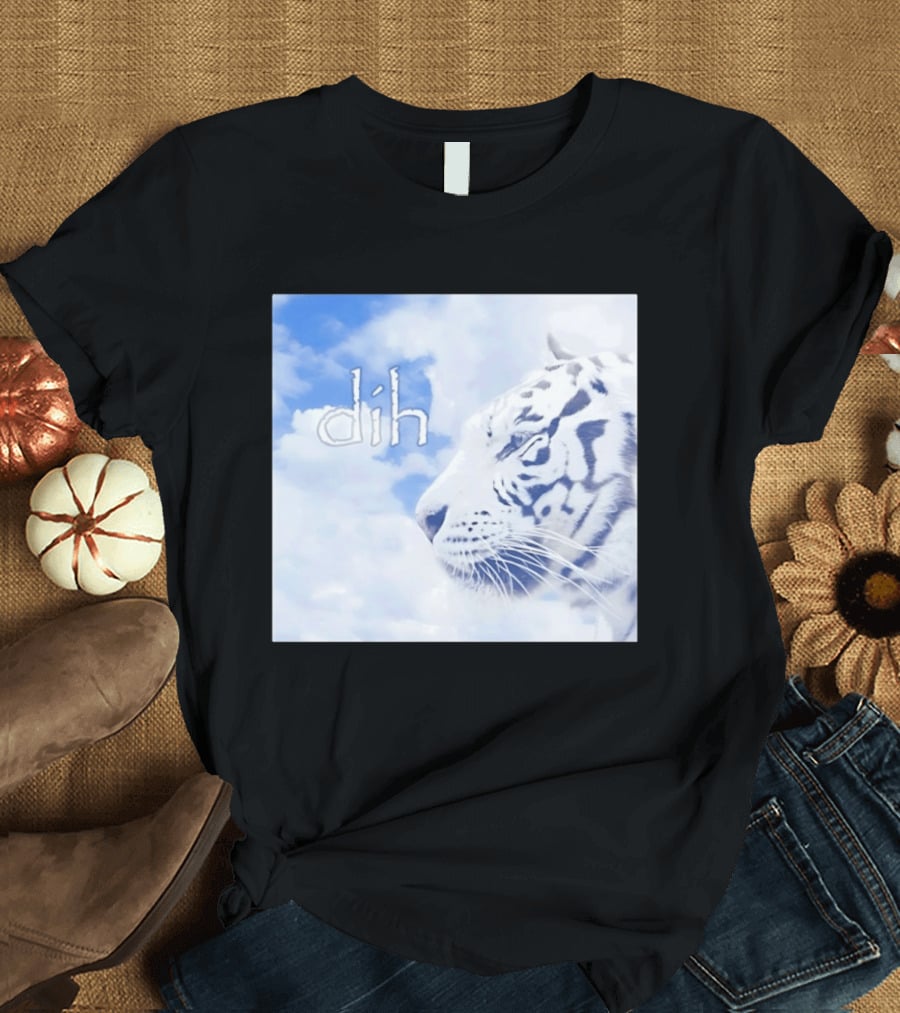 Tiger Dih Majestic Clouds White Bengal Tiger Profile T-Shirt