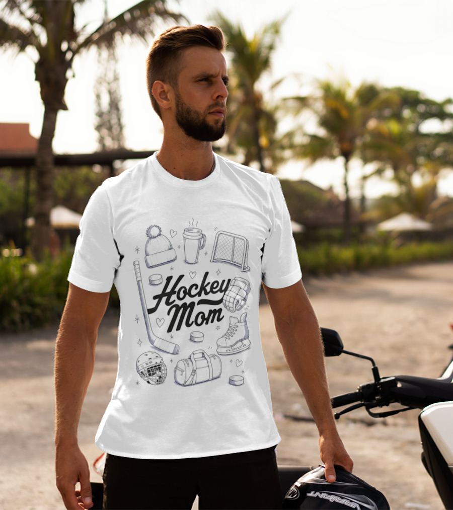 Hockey Mom 2026 Essentials Ice Skates Coffee Beanie Gear T-Shirt