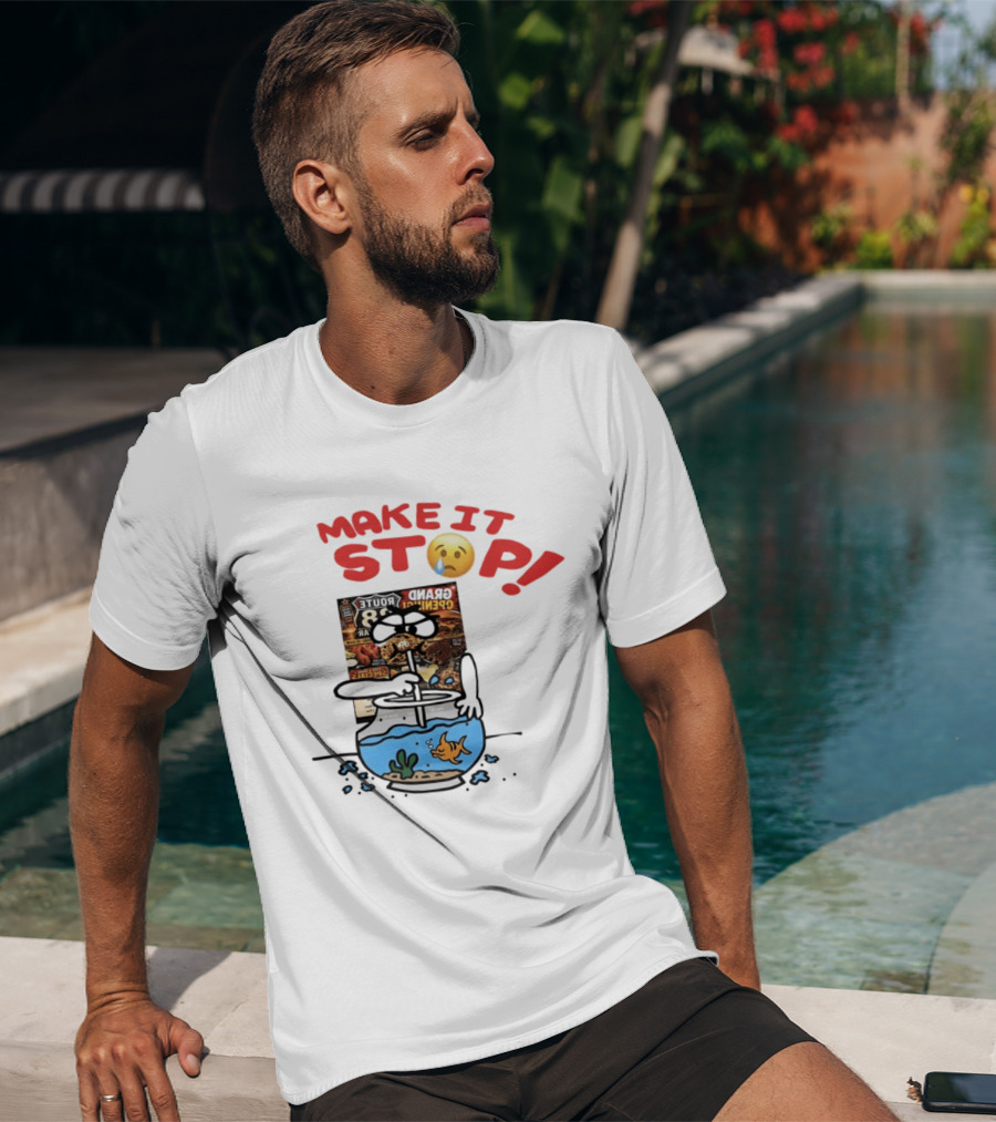 Make It Stop Route 88 Grand Opening Specials Crying Emoji Fish Bowl T-Shirt