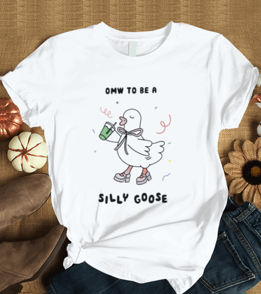 Omw To Be A Silly Goose Duck Coffee Scarf Confetti Fun T-Shirt