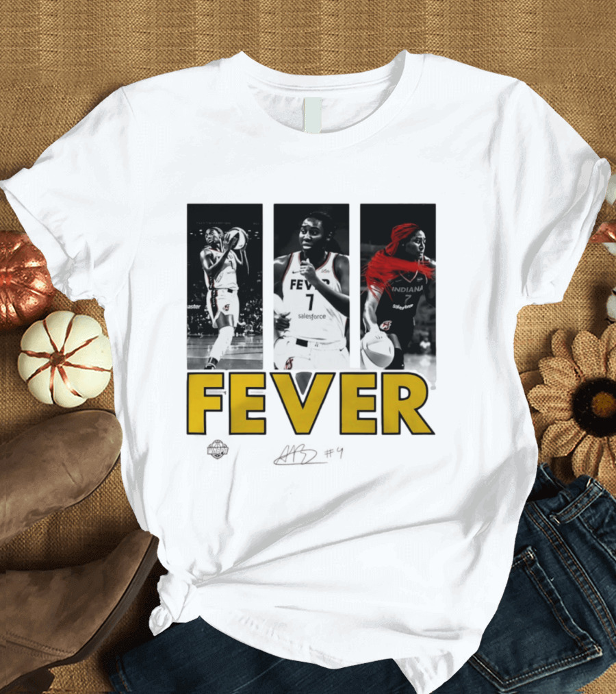 Indiana Fever Aliyah Boston WNBA Player Collage Signature T-Shirt