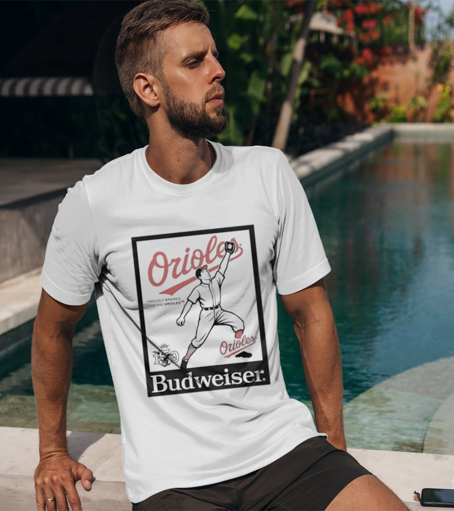 Budweiser 150 Years Orioles Baseball Vintage Player With Ball T-Shirt
